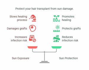 Protect your hair transplant from sun damage.